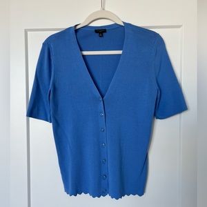 Talbots Petite Soft Short Sleeve Blue Basic